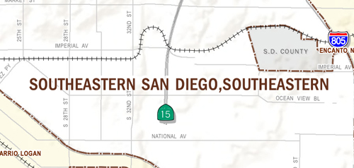 Graphical map of Southeastern San Diego neighborhood